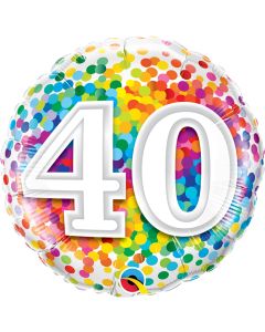 18 INCH FOIL AGE 40 RAINBOW CONFETTI 1CTP-QUA-49532