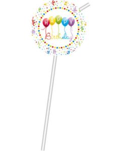 HPY BDAY STREAMR MEDALION FLEXI DRINKING STRAW 6CT-PRO-81848