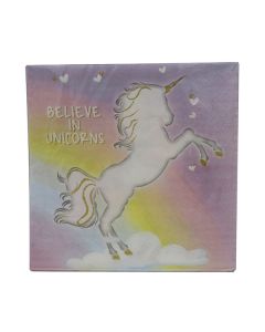 RAINBOW UNICORN TWO PLY PAPER NAPKINS 33X33CM 20CT-LCY-82479