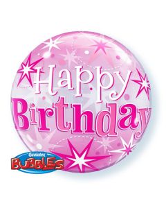 22 INCH SINGLE BUBBLE BDY PNK STARBURST SPRKL 1CTP-QUA-43121