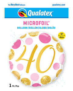 18 INCH FOIL AGE 40 PINK & GOLD DOTS 1 CTP-QUA-88184