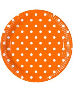ORANGE DOTS PAPER PLATES LARGE 23CM 8CT-PRO-83210