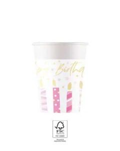BIRTHDAY CANDLES PAPER CUPS 200ML 8CT-PRO-96627