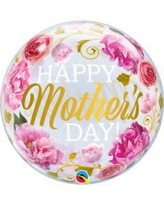 22 INCH SINGLE BUBBLE MOTHER DAY PINK PEONIES 1CTP-QUA-82541