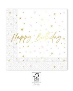 BIRTHDAY CANDLES  2PLY PAPER NAPKINS 33X33CM 20CT-PRO-96628