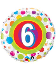18 INCH FOIL AGE 6 COLORF DOTS RND 1CTP-QUA-41104