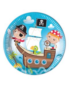 PIRATE TREASRE HUNT PAPER PLATES LARGE 23CM 8CT-PRO-88250
