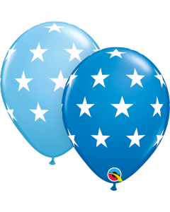 11 INCH LATEX RND BLUE&PBLUE BIG STARS 50CTP-QUA-41507