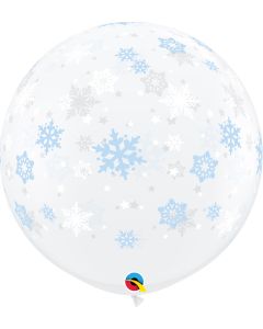3 FT LATEX RND DECO WINTER SNOWFLAKES 2CTP-QUA-31307