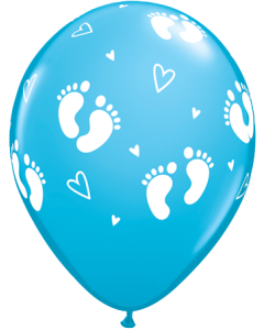 11 INCH LATEX RBNEGG PRT BBY FTPRINT&HEART 50CTP-QUA-43419