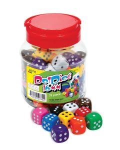 TFC-DICE 6 FACE DOT 16MM JAR 72P-TFC-10775