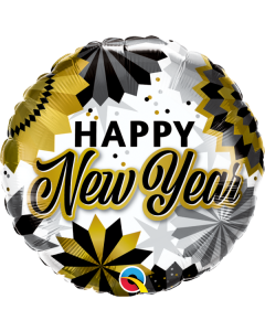 18 INCH FOIL NEW YEAR BLACK & GOLD FANS 1CTP-QUA-89858