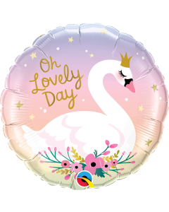 18 INCH FOIL RND OH LOVELY DAY SWAN 1 CTP-QUA-10371