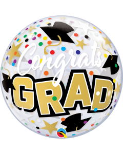 22 INCH SINGLE BUBBLE CNGRATS GRAD STARS DOTS 1CTP-QUA-82523