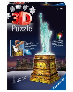 RAVENSBURGER 108PC 3D PUZ NITE E. STATUE OF LIB-RVG-12596