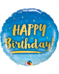 18 INCH FOIL RND BDAY GOLD & BLUE 1 CTP-QUA-78676