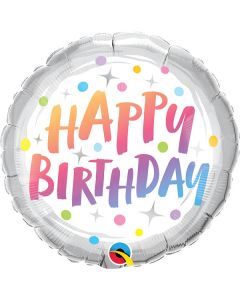 18 INCH FOIL RND BDAY RAINBOW DOTS 1 CTP-QUA-87992
