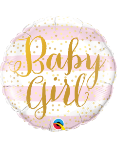 18 INCH FOIL RND BABY GIRL PINK STRIPES 1CTP-QUA-88004