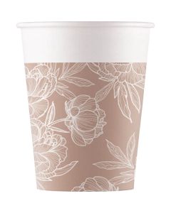 FLOWERS DRAWING PAPER CUPS 200ML 8CT-PRO-94122