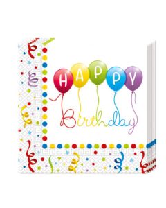 HPY BDAY STREAMR TWO PLY PAPER NAPKIN 33X33CM 20CT-PRO-81285