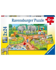 RAVENSBURGER 2X24PC PUZZLES A DAY AT THE ZOO-RVG-7813