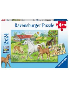 RAVENSBURGER 2X24PC PUZZLES AT THE STABLES-RVG-7833