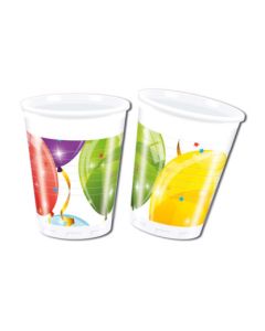 SPARKLING BALOON PLASTIC CUPS 200ML 8CT-PRO-88149