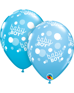 11 INCH LATEX RND BABY BOY BLUE DOTS 50CTP-QUA-55890