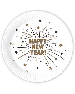 HAPPY NEW YEAR FLARES PAPER PLATES 23CM 8CT NG-PRO-93519
