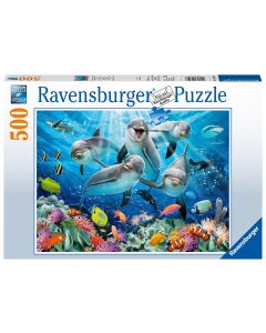 RAVENSBURGER 500PC PUZ DOLPHINS IN THE CORAL REEF-RVG-14710