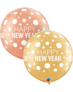 3 FT LATEX RND HAPPY NEW YEAR DOTS-A-ROUND2CTP-QUA-80680