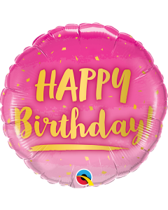 18 INCH FOIL RND BDAY GOLD & PINK 1 CTP-QUA-78672