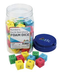 TFC-DICE 22MM NUMBERS; DOTS & OPERATIONS FOAM 48P-TFC-17243