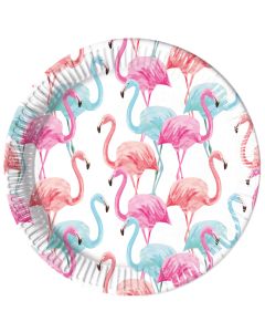 TROPICAL FLAMINGO PAPER PLATES 23CM 8CT NG-PRO-93460