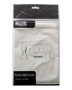 PLASTIC TABLE COVER-137CMx213CM(70G) WHITE 1CT-LCY-81552