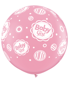 3 FT LATEX PRINTED BABY GIRL DOTS A RND PINK 2CTP-QUA-18510