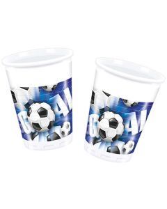 FOOTBALL BLUE PLASTIC CUPS 200ML 10CT-PRO-4805