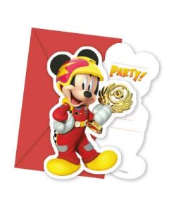 MICKEY ROADSTER RACERS DIE CUT INVITE&ENVELOPE 6CT-PRO-87942