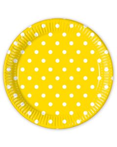 YELLOW DOTS PAPER PLATE LARGE 23CM 8CT-PRO-83207