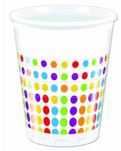 BRIGHT COLOR DOTS PLASTIC CUPS 200ML 8CT-PRO-84227