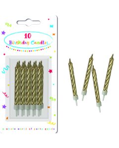 CANDLES GOLD SPIRAL BDAY WITHHOLDERS 10CTP-PRO-89173