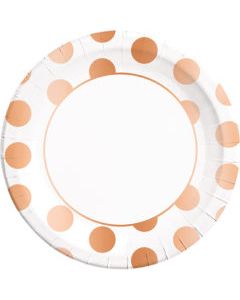 CLASSIC COPPER DOTS PAPER PLATES LARGE 23CM 8CT-PRO-89542