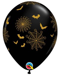 11 INCH LATEX SPIDER-WEBS & BATS 50CTP-QUA-58268