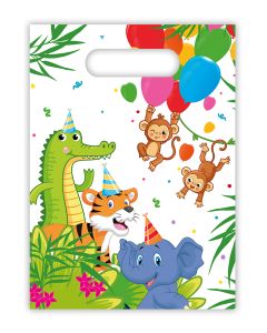 JUNGLE BALLOONS PLASTIC PARTY BAGS 6CT-PRO-93888