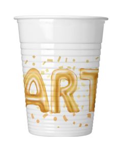 GOLD PARTY PLASTIC CUPS 200ML 8CT-PRO-89639