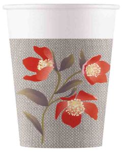 BLOOMING POPPIES PAPER CUPS 200ML 8CT-PRO-92921