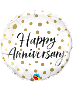 18 INCH FOIL HAPPY ANNIVERSARY GOLD DOTS 1CTP-QUA-85847