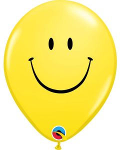 11 INCH LATEX RND YELLOW PRINTED SMILE FACE 50CTP-QUA-85986