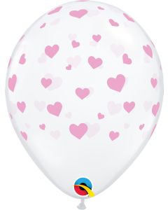 11 INCH LATEX RND RANDOM PINK HEARTS 50CTP-QUA-16833