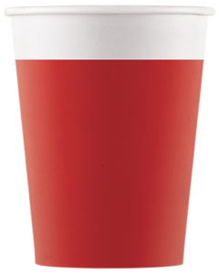 SOLID RED PAPER CUPS 200ML 8CT-PRO-93540
